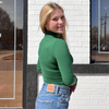 Dark Green Mock Turtle Neck Bodysuit Top