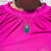 Turquoise and Pink Oval Cluster 18 inch Genuine Necklace