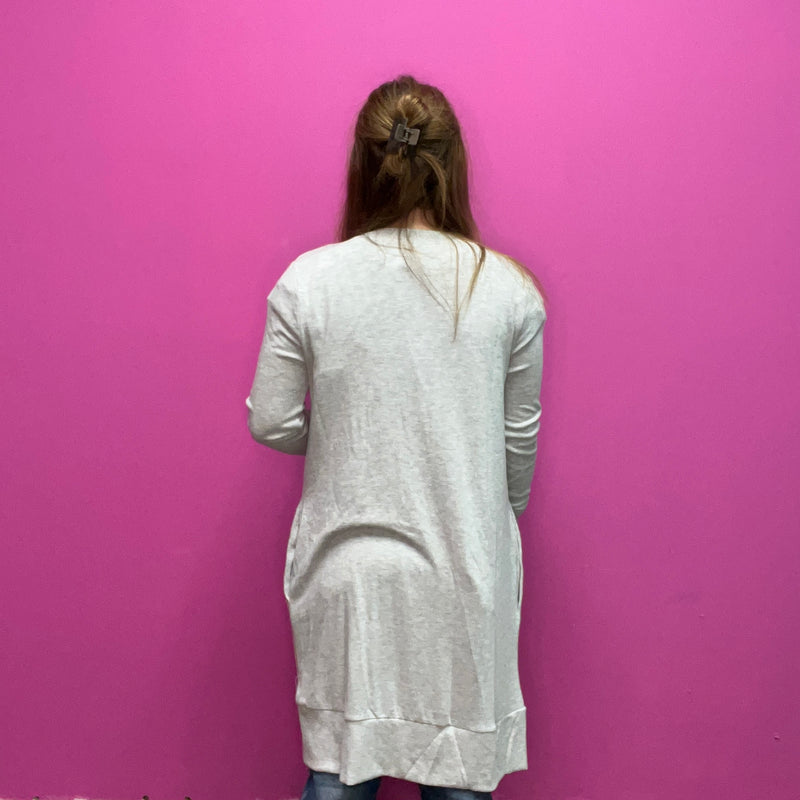 Grey Snap Down w/ Pockets Long Sleeve Soft Cardigan