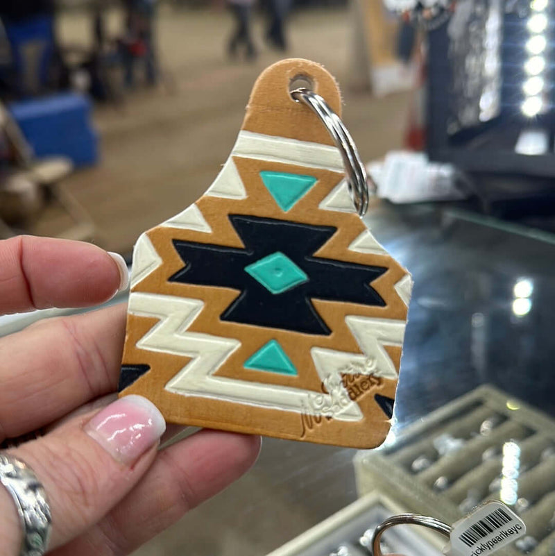 White Aztec Keychain