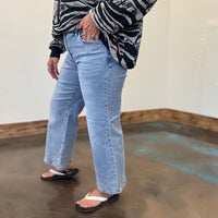 Light Wash Risen Crop Tummy Control Jeans
