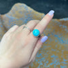 Blue Turquoise Round Genuine Ring Size 8.5
