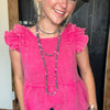 Hot Pink Flowy Ruffle Sleeveless Top