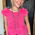Hot Pink Flowy Ruffle Sleeveless Top