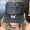 Black on Black Boot Stitch Trucker Cap