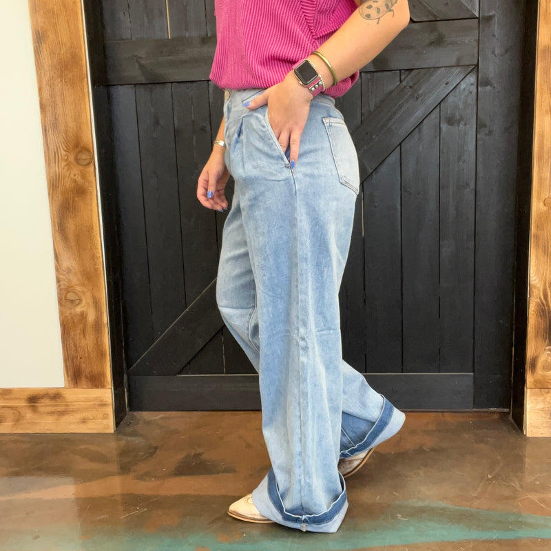 Pleat Front Loose Fit Mid Rise Risen Jeans