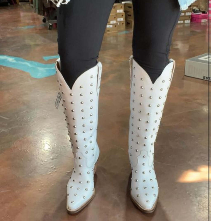 Broadway Bunny White Leather Boot