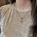 Crystal Drop Thin Gold Link Chain Fashion Necklace