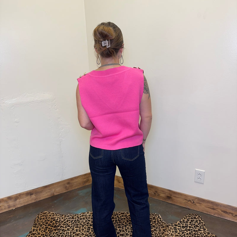 Pink V  Neck One Size Sweater Vest