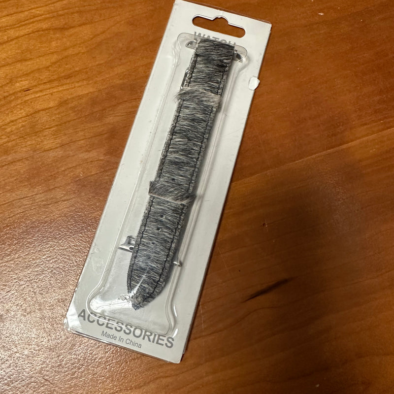 Black and Gray Cowhide Watch Band