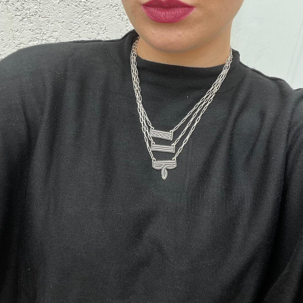 3 Piece Boot Stitch Silver Fashion Necklace