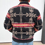 Black Aztec Jacquard Bomber Jacket