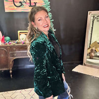 Green Crushed Velvet Blazer