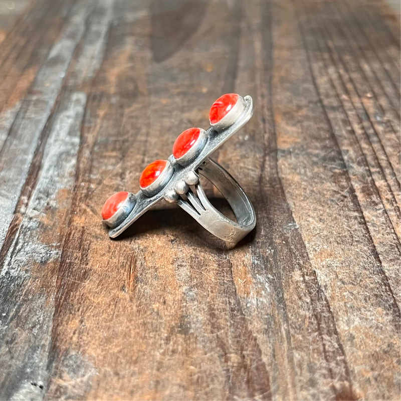 4 Stone Red Spiny Genuine Ring.