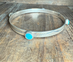 4 Turquoise Stone with Stamped Sterling Silver Bangle Genuine Bracelet