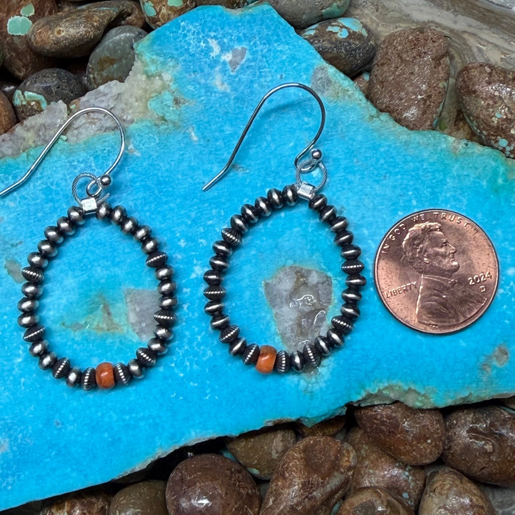 4mm Saucers with Orange Spiny French Hook Sterling Silver Earring - Country Lace Boutique