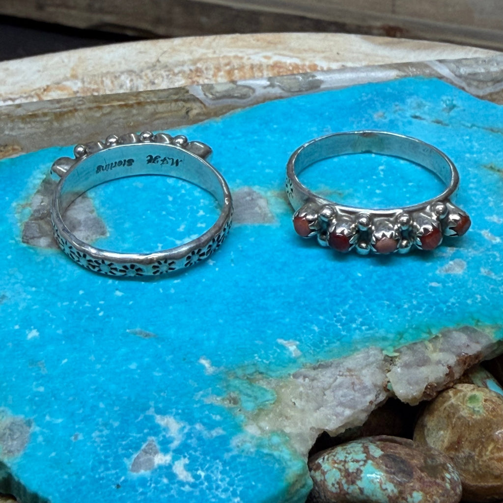 5 Red Spiny with detailed Silver Band Sterling Silver Ring Size 10 - Country Lace Boutique