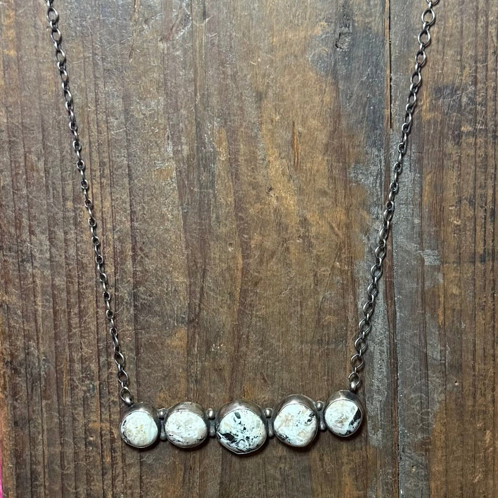 5 stone Authentic Wild Horse Sterling Silver Necklace - Country Lace Boutique