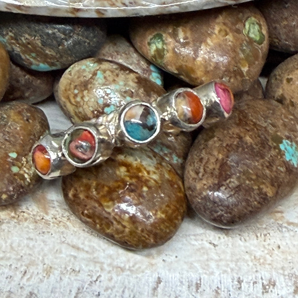 5 Stone Orange Krush Detail Band Sterling Silver Ring - Country Lace Boutique