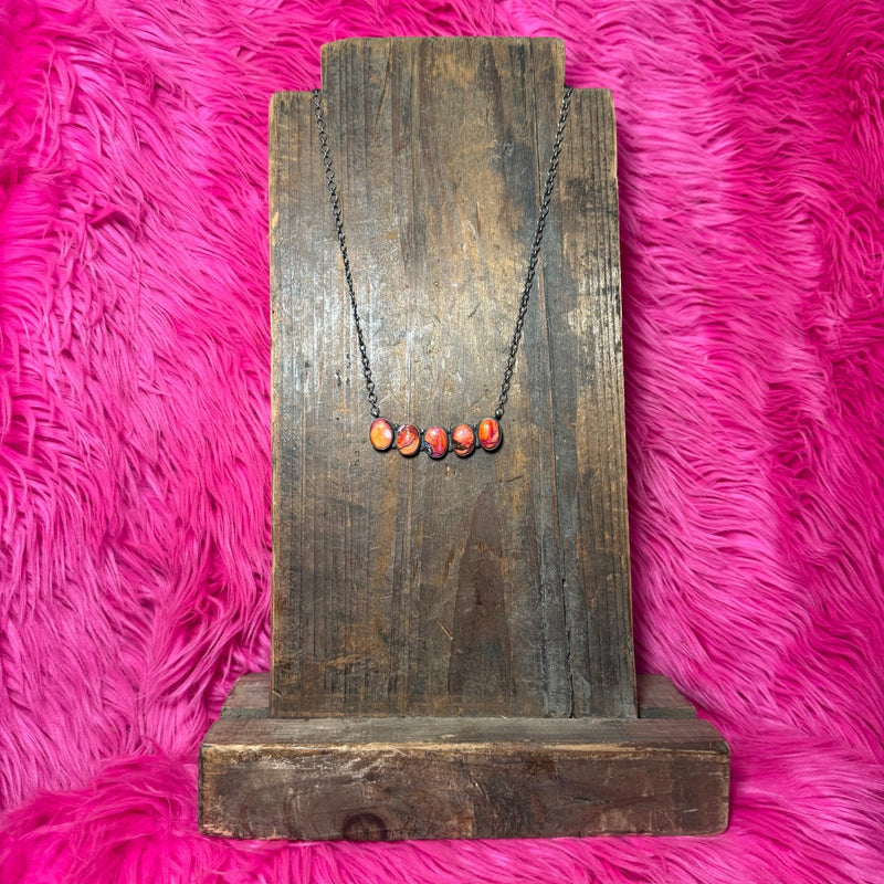 5 Stone Pink Dahlia Sterling Silver Necklace - Country Lace Boutique