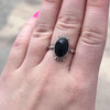 Oval Black Onyx with Ball Detail Genuine Ring