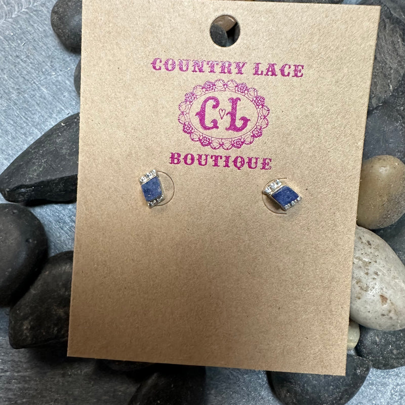 Tiny Purple Diamond Shape Little Ball Stud Genuine Earring