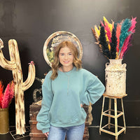 Slate Blue/Green Crop Sweatshirt