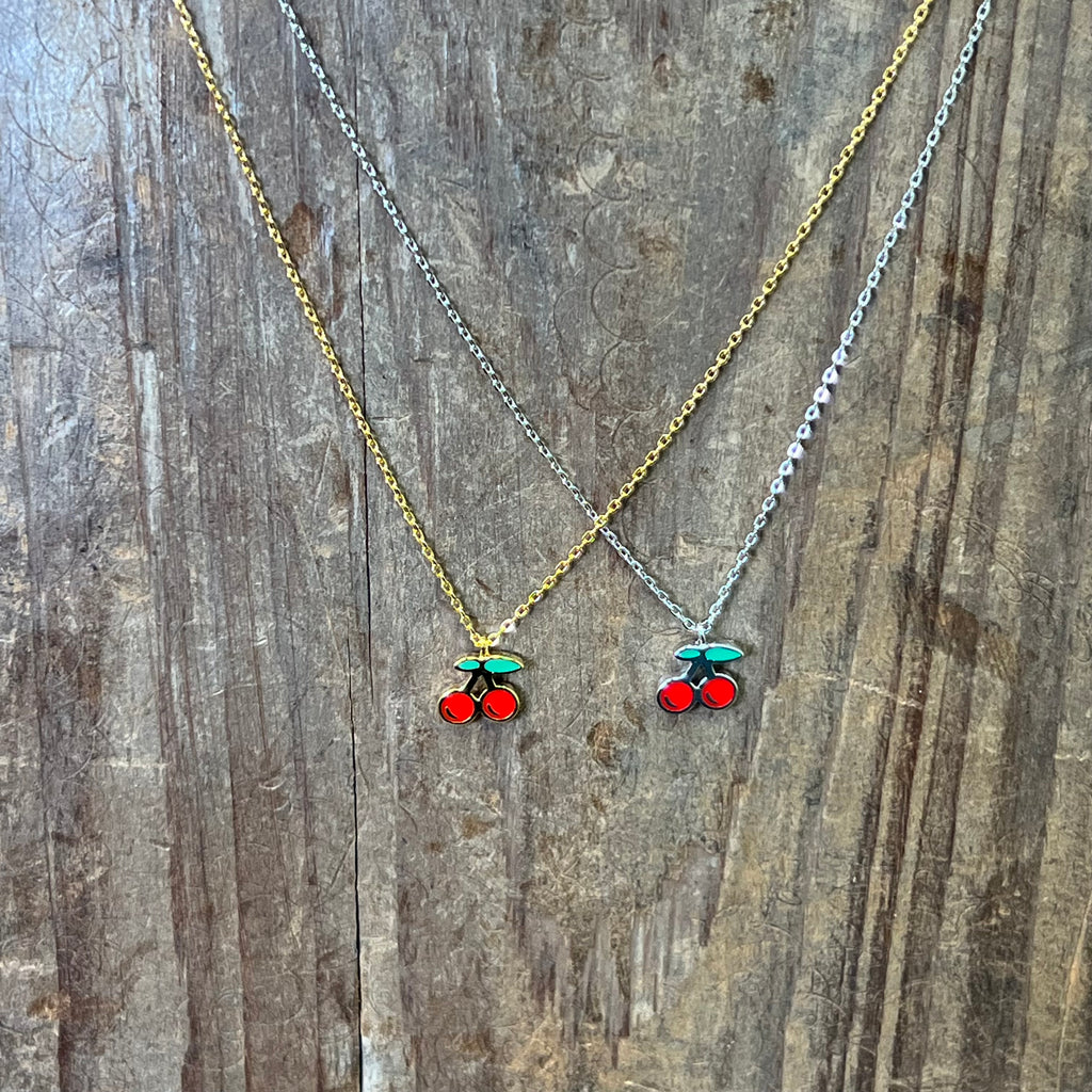 Dainty Cherry Silver Fashion Necklace