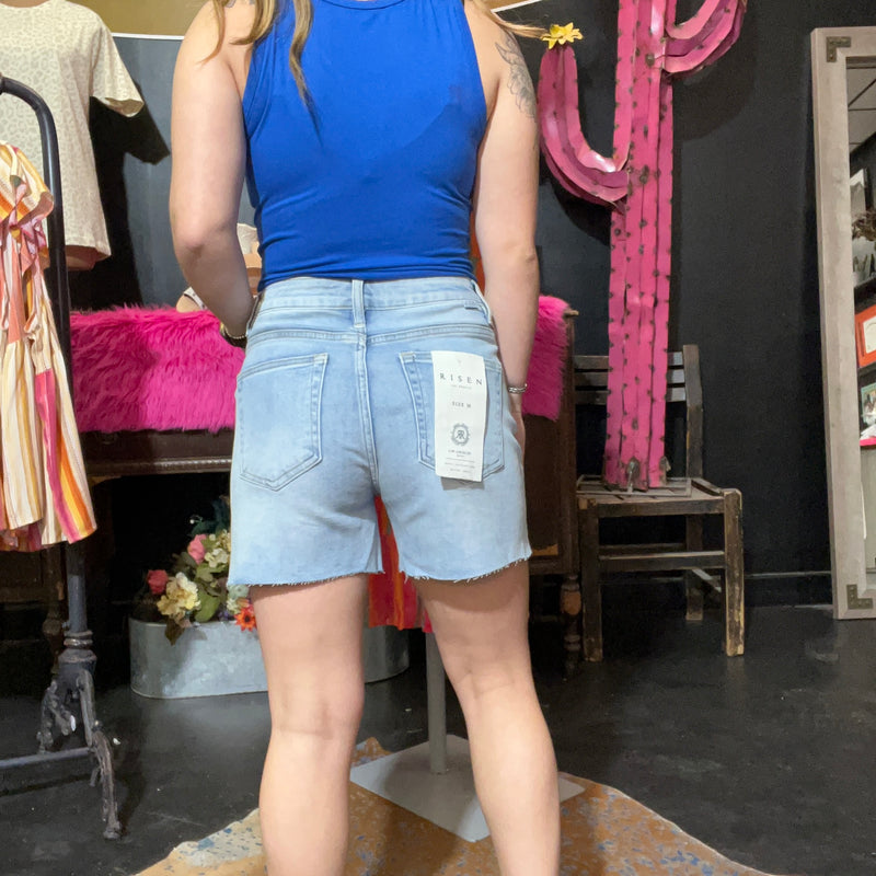 Risen Light Wash Denim Cut Off Shorts