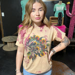 Bleached Maroon Flower Headdress T- Shirt