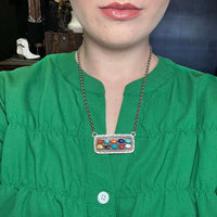 Multi Colored Stamped Detail Sterling Silver Necklace