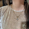 Crystal Drop Thin Gold Link Chain Fashion Necklace
