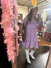 Lilac Purple Ruffle Shoulder Short Dress