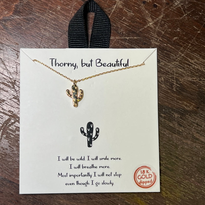 Dainty Cactus Gold Fashion Necklace