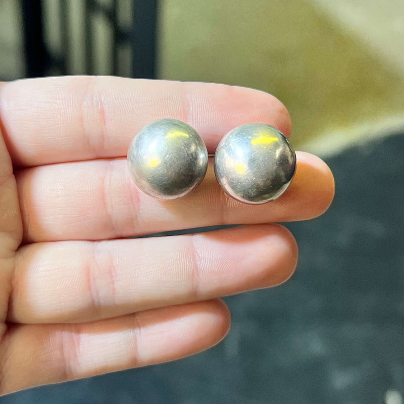 Big Navajo Pearl Disc Stud Post Genuine Earring