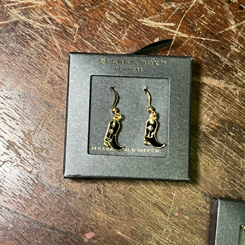 Dainty Black Boot French Hook Fashion Earrings