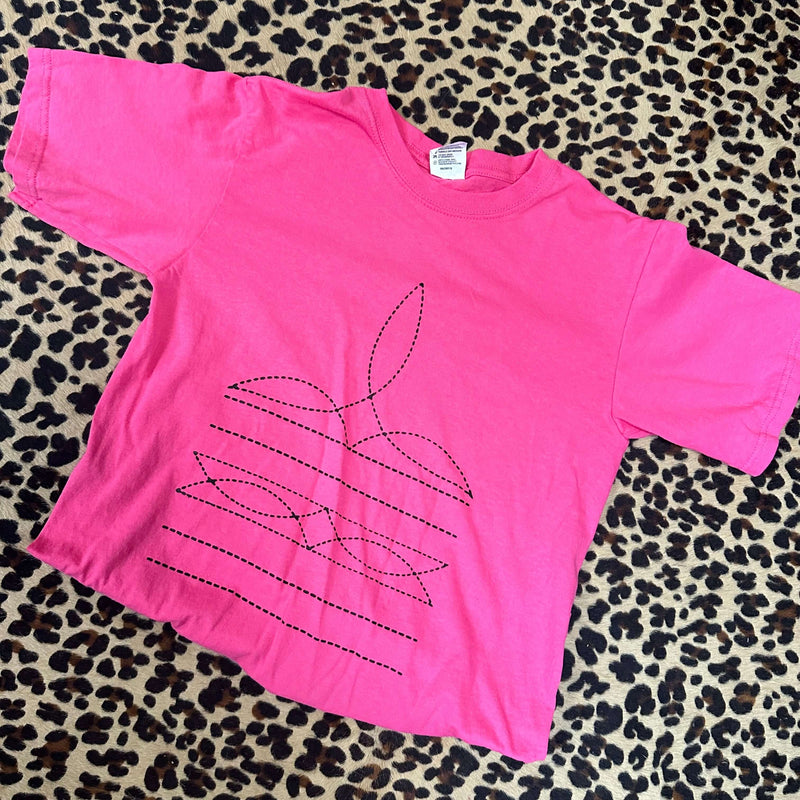 Raspberry Pink & Black Boot Stitch Crew Neck T-shirt