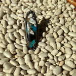 Huge Oval Turquoise with Detail Genuine Ring size 6.5