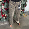 RISEN High Rise Wide Leg Leopard Printed Jeans with Contrast Waist Band Detail