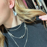 White Buffalo w/ Silver Detail French Hook Sterling Silver Earring