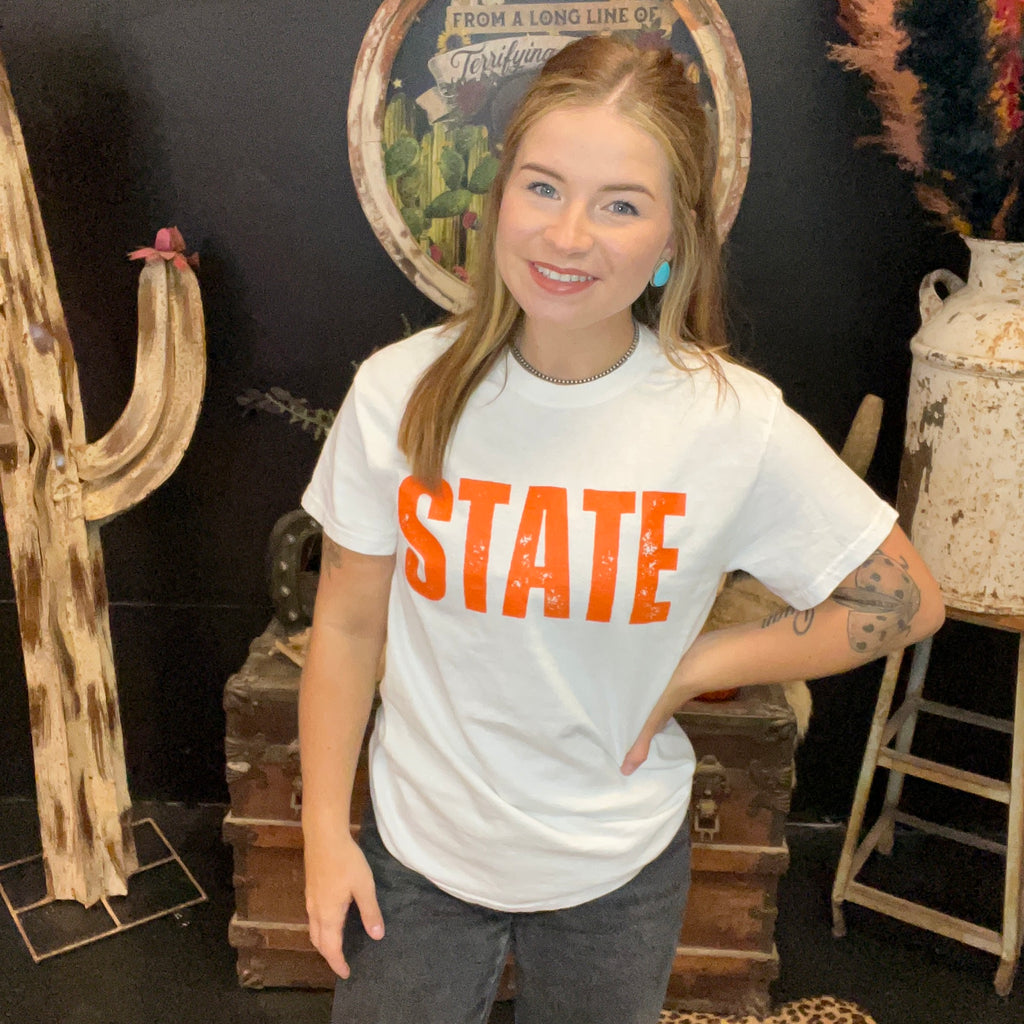 Orange and White STATE T-shirt