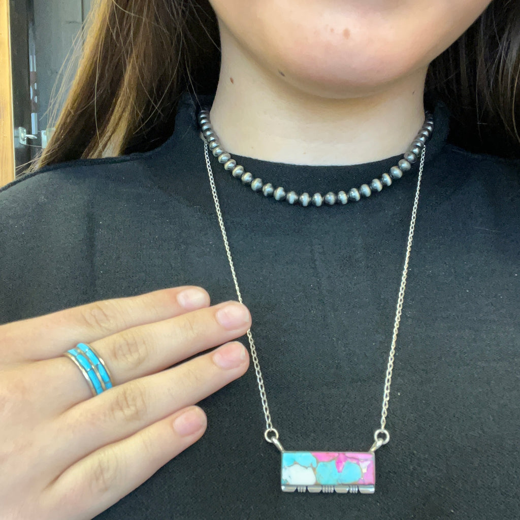 Cotton Candy Bar Sterling Silver Necklace