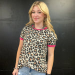 Leopard & Hot Pink Shortsleeve Top
