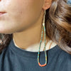 Super Long Turquoise Heishi and Red Spiny Sterling Silver Earrings