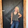 Charcoal Gray Inside Out Flowy Tank Top