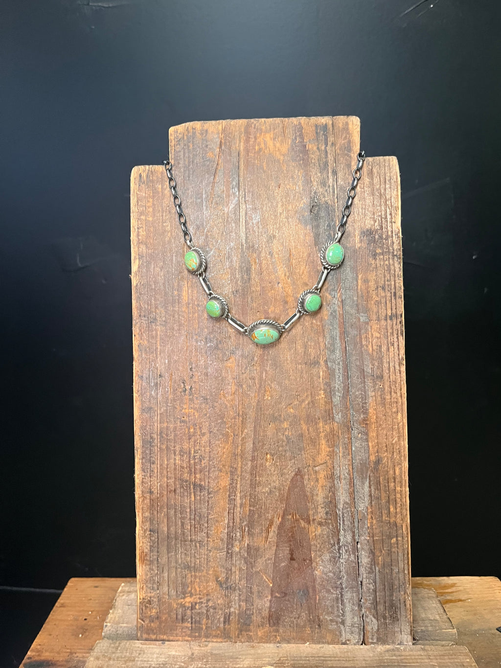 5 Stone Green Turquoise Choker Genuine 16 inch Necklace1