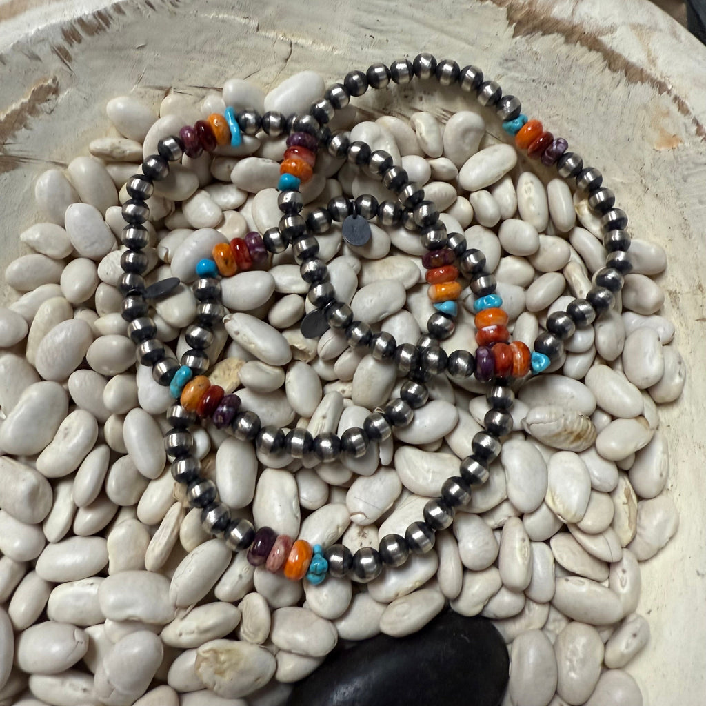 5mm Navajo Pearl Multi Color Stretchy Genuine Bracelet