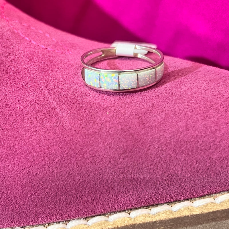 Single Opal Inlay Genuine Ring
