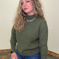 Olive Green Turtle Neck Long Sleeve Sweater