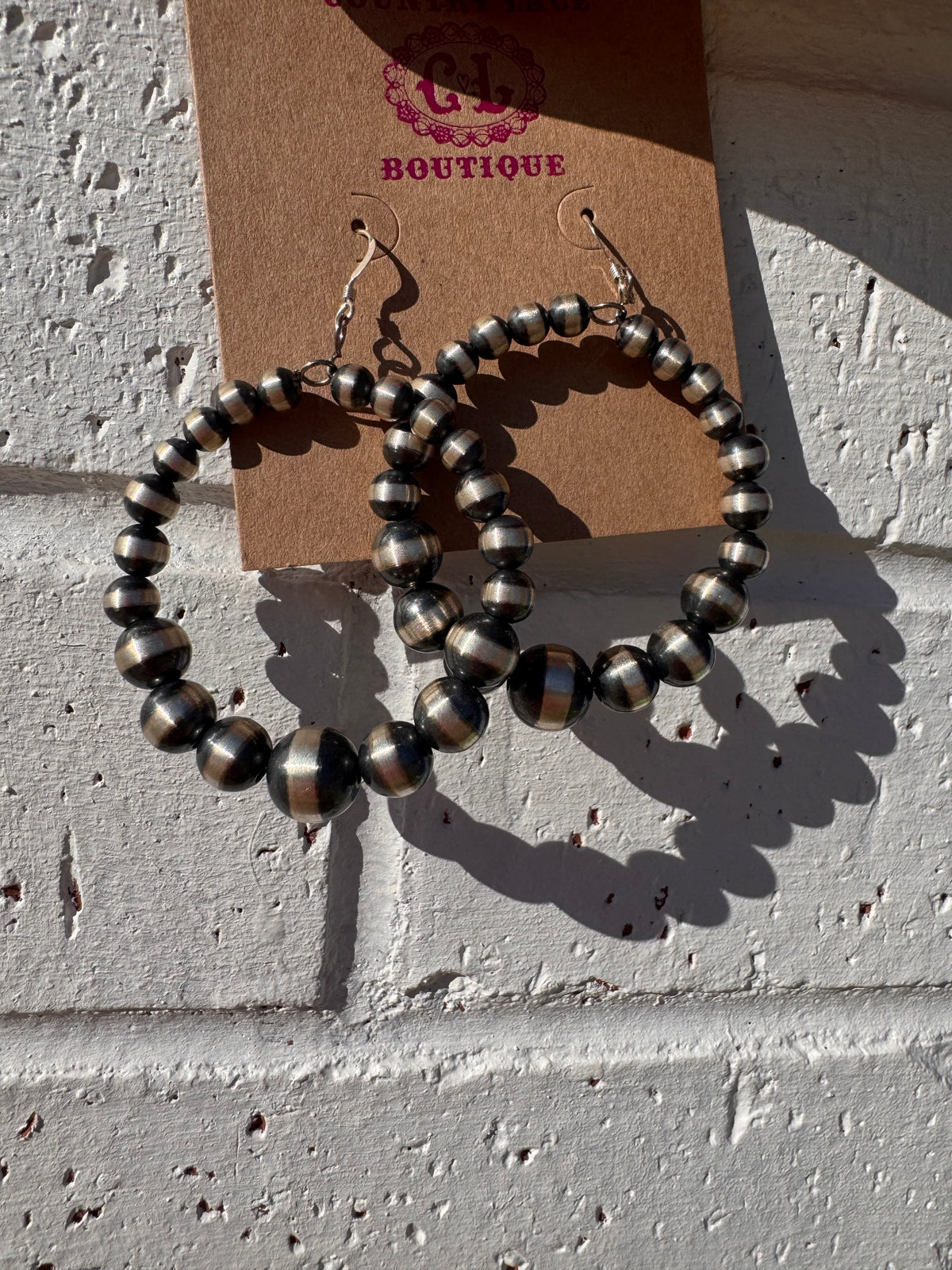 Graduated Round Navajo Pearl Sterling Silver Earring
